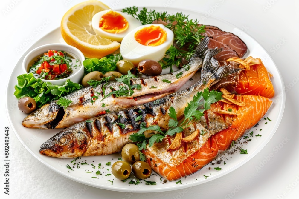Fish Delicacies Set, Smoked Butter Fish, Salmon, Perch, Marinated Dorado, Forshmak Fish Delicacies Set, Smoked Butter Fish, Salmon, Perch, Marinated Dorado, Forshmak