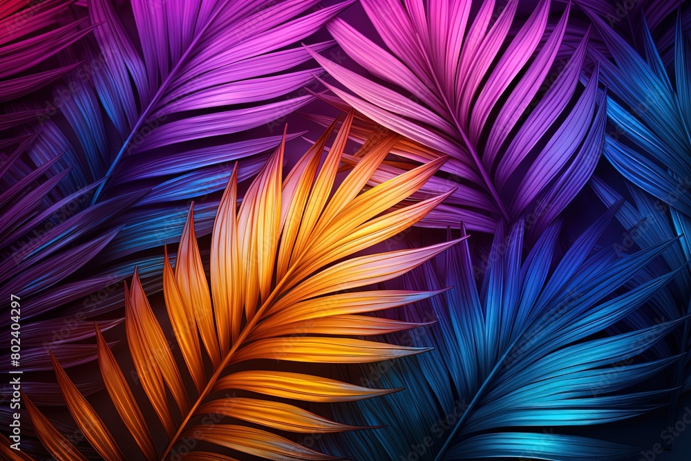 Fototapeta premium A colorful image of leaves with a bright yellow leaf in the middle
