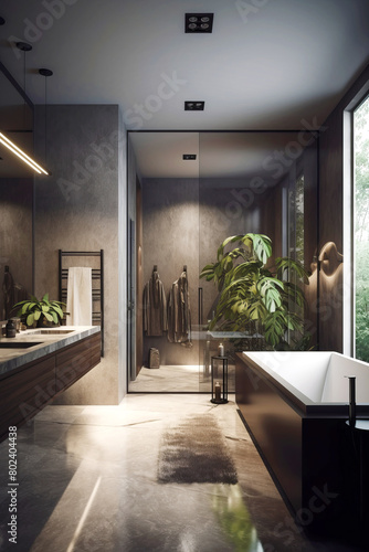 Interior of bathroom in modern house.