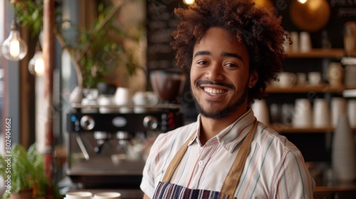 Smiling Barista in a Coffee Shop photo