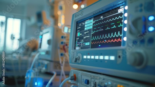 Close-up of a smart diagnostic tool automatically adjusting settings, high-tech in hospital patient care