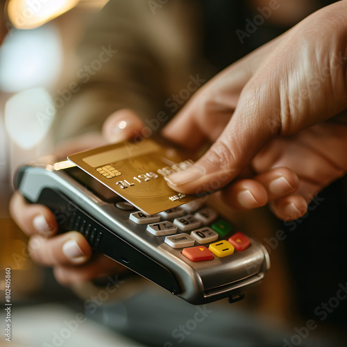 Person paying with credit card.