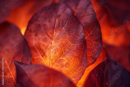 Abstract depiction of tobacco rustica leaves as flames, with fiery colors symbolizing their powerful energy, photo