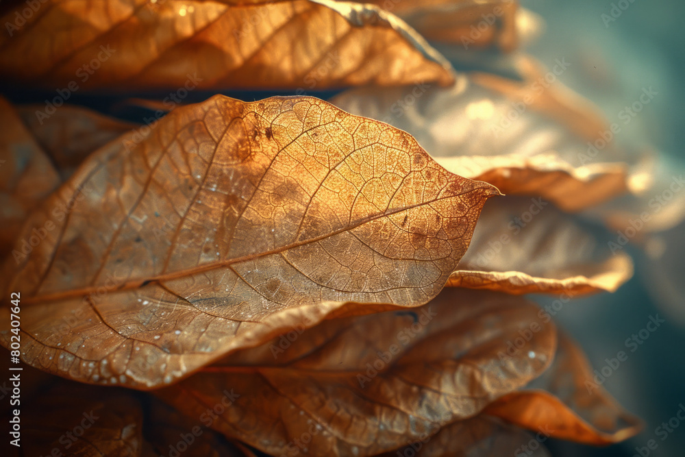 Tobacco rustica leaves interwoven with luminous threads, symbolizing connection to ancestral spirits, Tobacco rustica leaves interwoven with luminous threads, symbolizing connection to ancestral spirits,