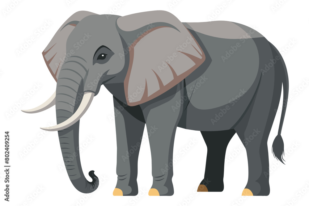 Obraz premium Elephant isolated on white background. Vector illustration in cartoon style.