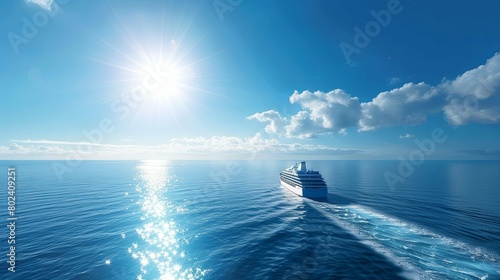 Cruise Ship Sailing Across Vast Ocean. Generative AI photo