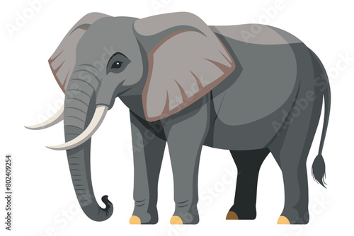 Elephant isolated on white background. Vector illustration in cartoon style.