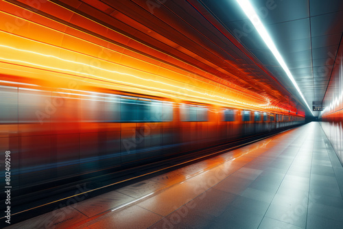 Abstract composition featuring blurred lines rushing towards a vanishing point, evoking a sense of unstoppable speed,