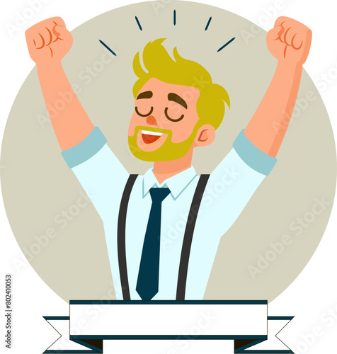 businessman who rejoices at the success achieved.