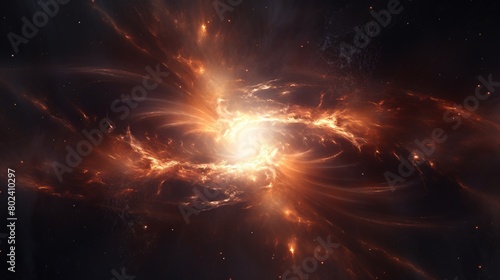Abstract space background features an amazing star. A spectacularly cosmic energy swirls around the astronomy wallpaper.