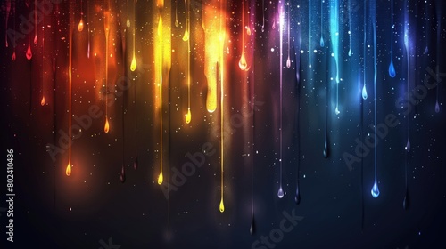 Various colorful water drops on a dark background  creating a vibrant and striking display