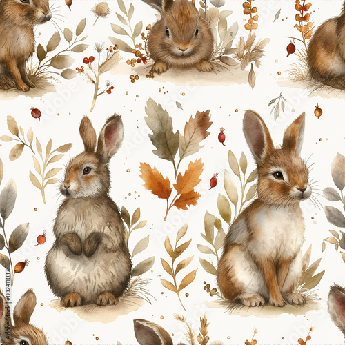 pattern with rabbits cartoon style