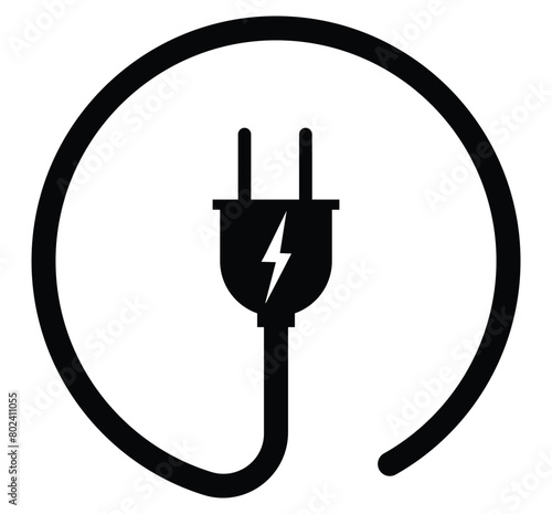 electric plug vector icons on white background. Electrical cord or cable. Electric power. Vector illustration .   EPS 10.