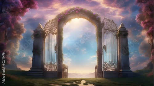 Beyond the gates, a sense of infinite possibility beckons, hinting at the boundless wonders that lie beyond. The transparent background emphasizes the gates' transcendence, as if they exist beyond the