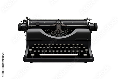 A black typewriter with a white background, transparent background.