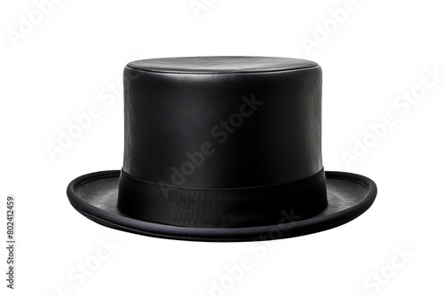 A black hat with a black band sits on a white background, transparent background.