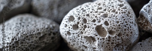 Extreme close-up of porous limestone rocks showing the intricate details and weathered surface photo