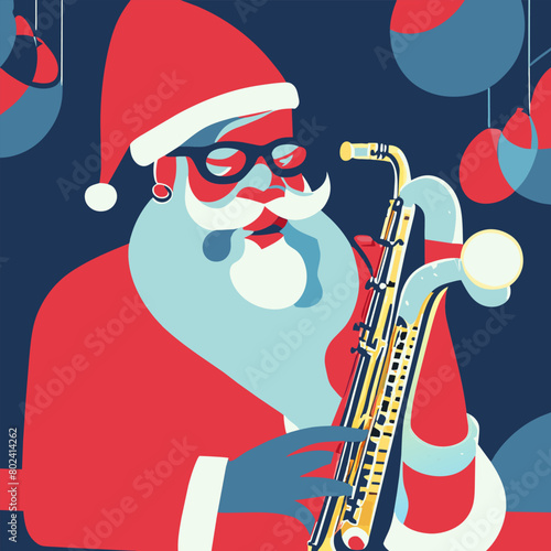 jazzy santa, vector illustration flat 2 photo