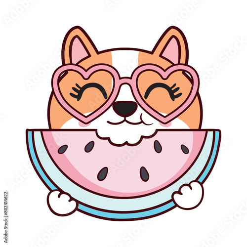 Cute dog wearing glasses vector illustration. Can be used for printing on t-shirts, fashion printing design, kids clothes