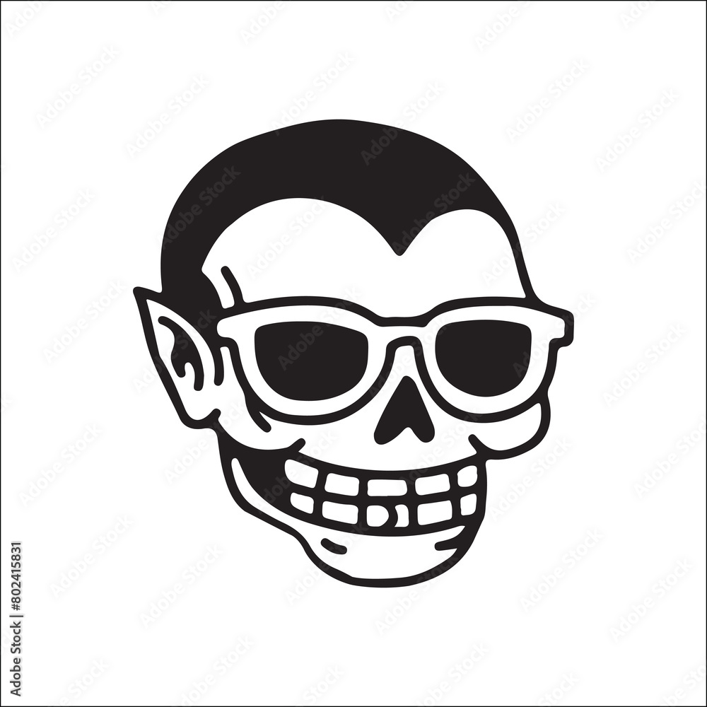 vector illustration of a skull character using glasses vector illustration of a skull character using glasses