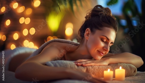 Woman Receiving Back Massage With Candles