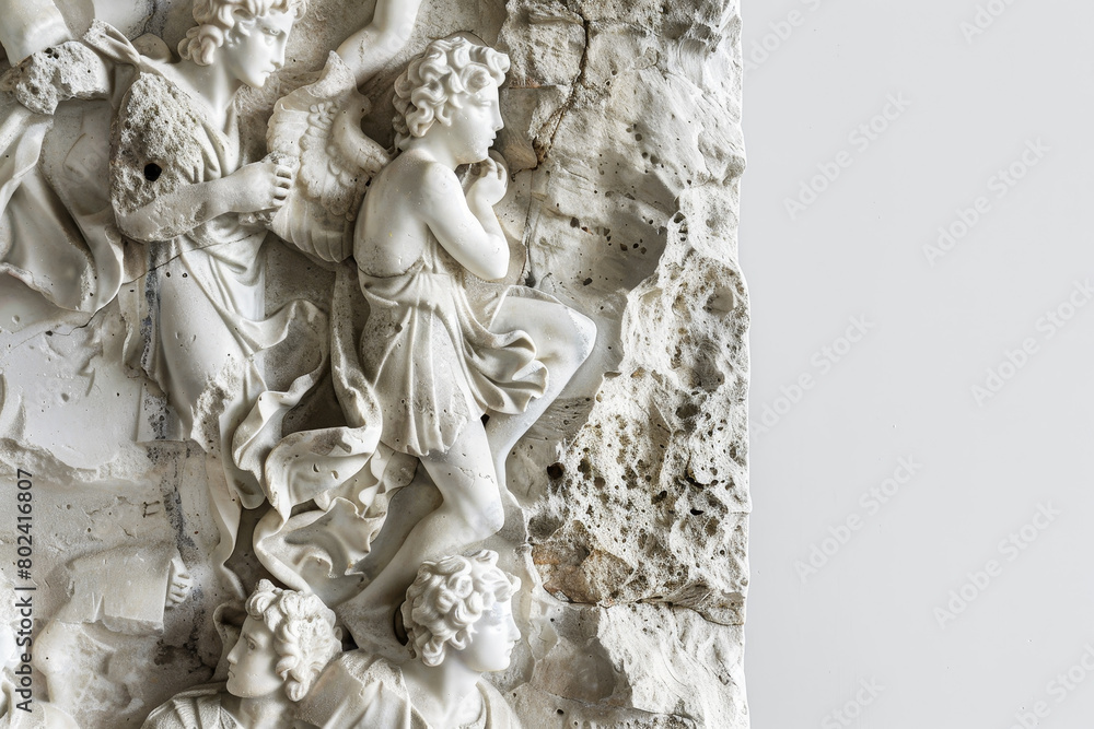 Obraz premium A white statue of a man and woman with a child