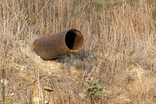 Dirty sewage from the pipe, environmental pollution