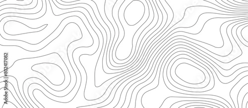 White background topography contour map with black curve lines .luxury topographic wavy pattern and geographic grid map design . photo