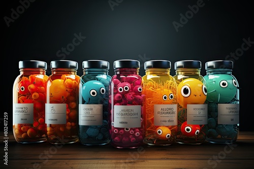 Assorted Jars of Candy on Display. Generative AI photo