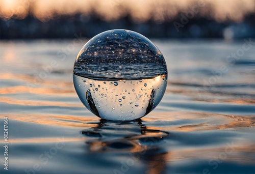 Very beautiful small crystal ball in the water