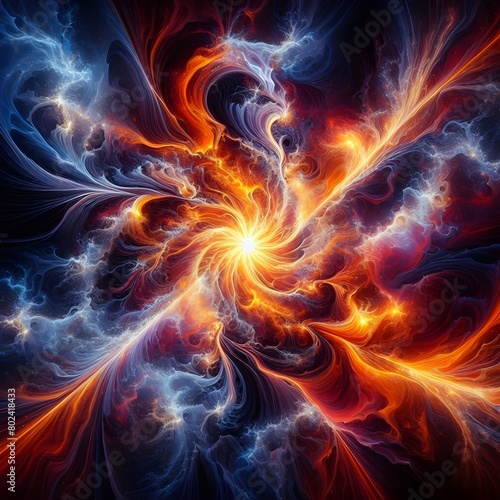 Fusion flare abstract colorful shapes background display of vibrant hues and dynamic patterns