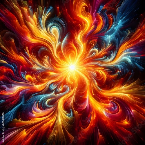 Fusion flare abstract colorful shapes background display of vibrant hues and dynamic patterns © MDSAIDE