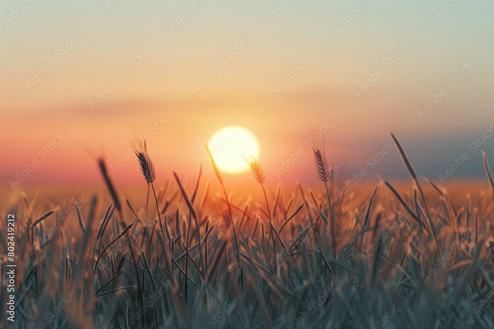 Golden Sunrise in Wheat Field
