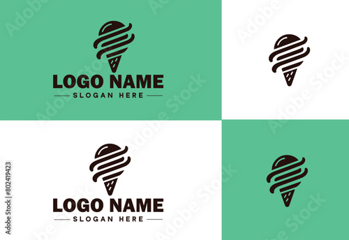 ice cream icon food restaurant cafe logo modern flat business vector logo