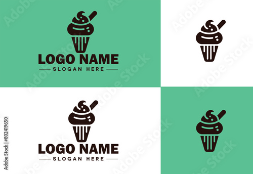 ice cream icon food restaurant cafe logo modern flat business vector logo