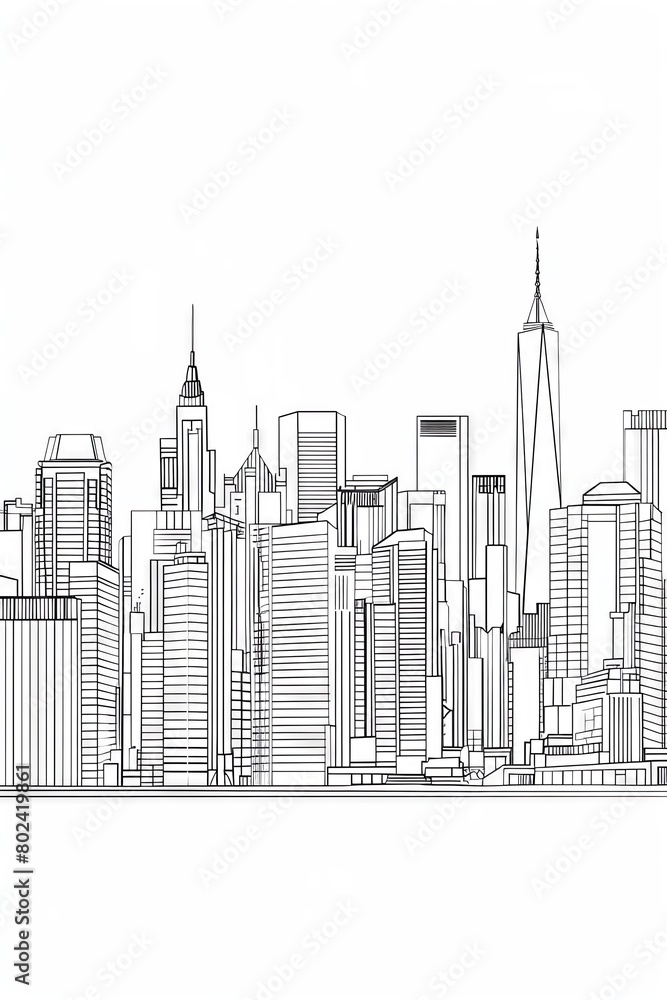 Line drawing of the New York City skyline