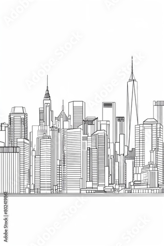 Line drawing of the New York City skyline