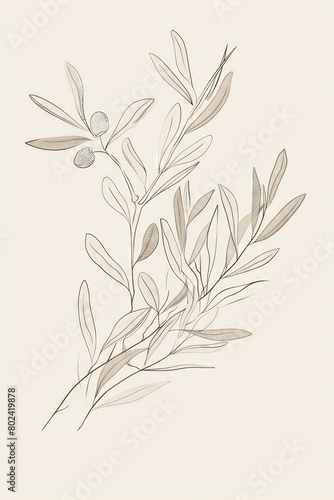 Olive branch drawing in a minimalist style
