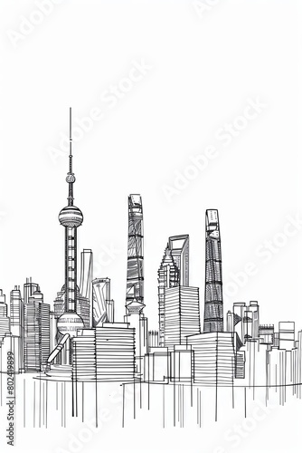 Sketch of the Shanghai skyline