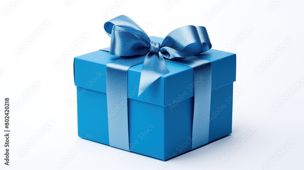 Blue color royal gift box with blue ribbon isolated on white background Blue color royal gift box with blue ribbon isolated on white background