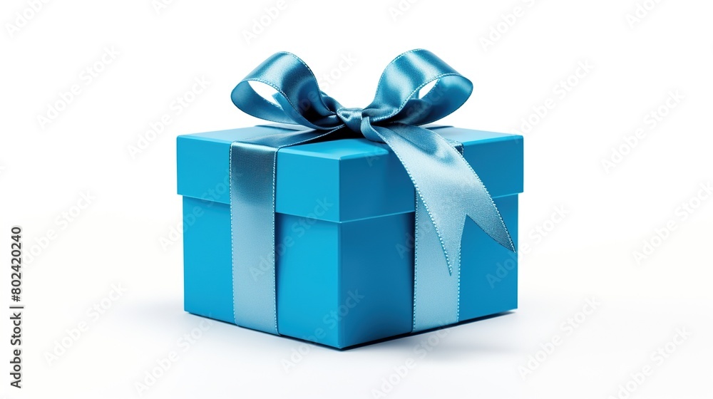 Blue color royal gift box with blue ribbon isolated on white background Blue color royal gift box with blue ribbon isolated on white background