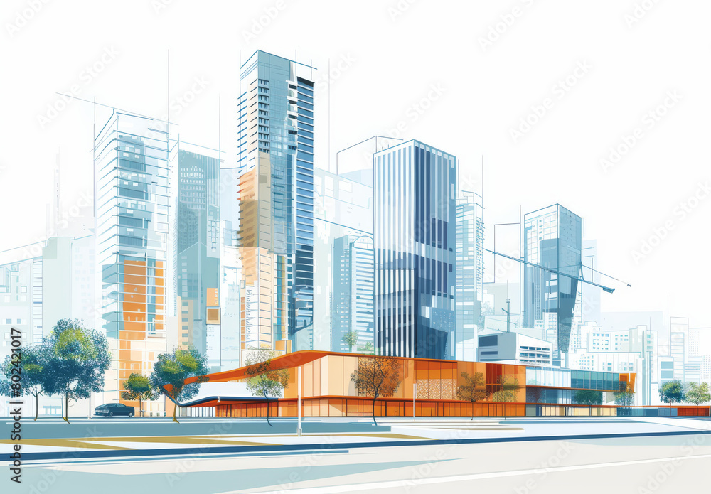 Fototapeta premium Architectural vector modern city