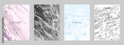 Luxury marble texture set. Royal collection with grey, white, pastel blue and pink line background pattern for business cover, wedding invitation, gift card, elegant menu, eco catalog, brochure
