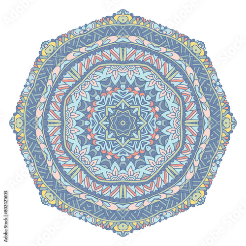 Mandala doodle lines decorated background. Abstract boho ethnic seamless pattern ornamental.