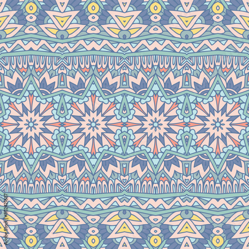 Tiled ethnic boho design for fabric. Abstract geometric violet decor vintage geometric seamless pattern ornamental.