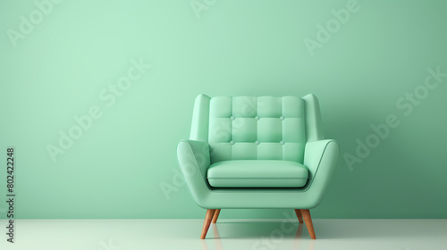 Green armchair with copy space, mockup for advertising design and interior decoration © ma