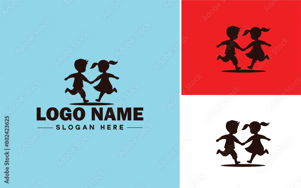 Kids icon baby children childcare daycare modern flat business vector logo