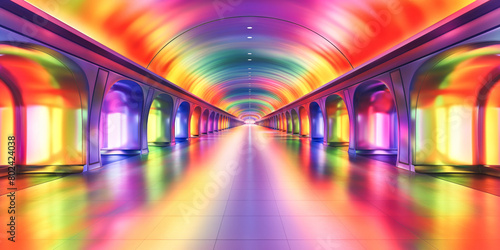 Arched tunnel with a radiant gradient of colors creating an immersive visual experience.