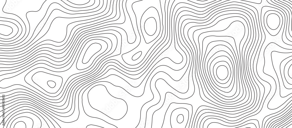 Obraz premium White background topography contour map with black curve lines .luxury topographic wavy pattern and geographic grid map design .