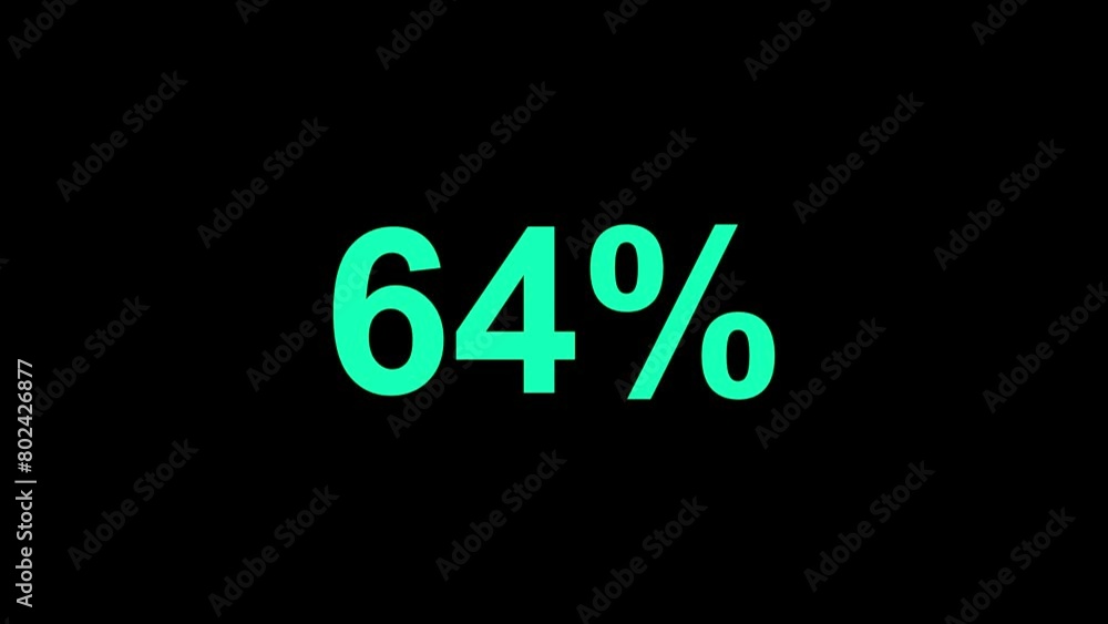 Green Counting from 0 to 100 Percent in Numbers of white number on black background. 4K Animation. Green Counting from 0 to 100 Percent in Numbers of white number on black background. 4K Animation.